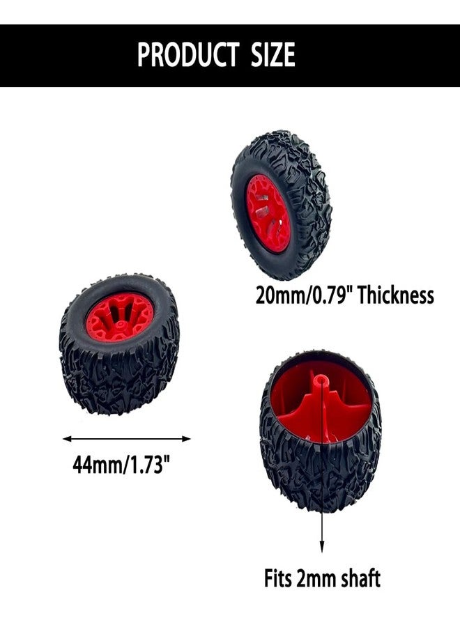 URIMPAVIDO 10PCS Toy Car Wheels Toy Car Rubber Tire Wheels with 5PCS Shaft Round Rod Axles for RC Car Truck Robot DIY Model Toy Parts (2x20x44mm) - Image 3